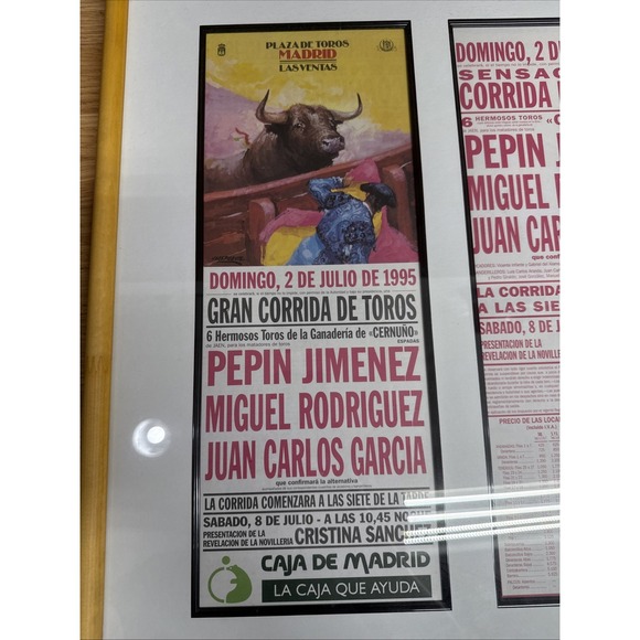 Framed 1995 Plaza De Toros‎ Madrid Las Ventas Bull Fighting Poster - Picture 2 of 7
